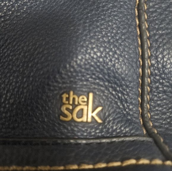 The Sak Navy Blue Leather Crossbody Bag with fabric strap! - Picture 2 of 8